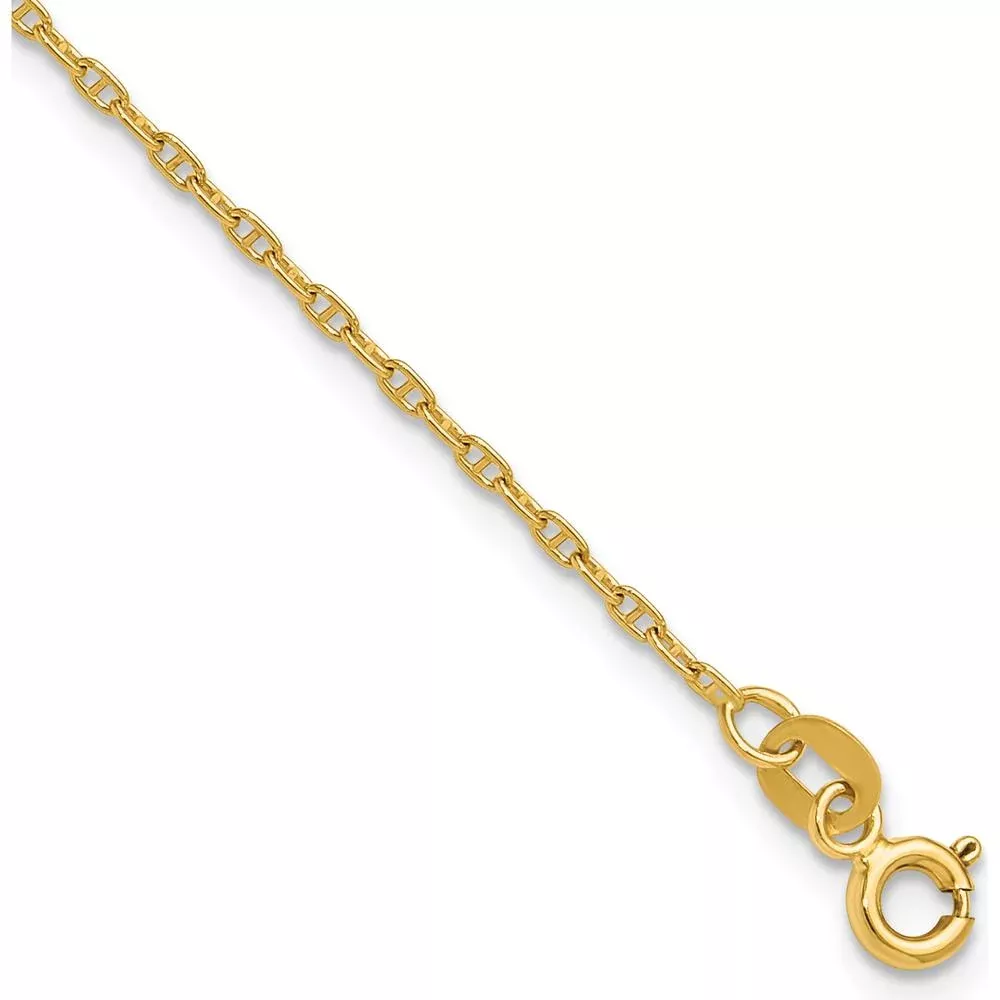 14K Yellow Gold 1.5mm Mariners Link Chain Bracelet - 10" by Oro Pregiato