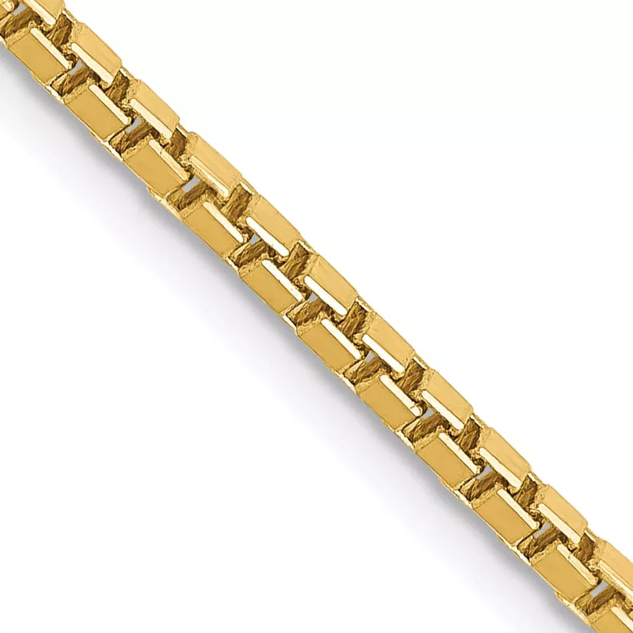 14K Yellow Gold 1.9mm Box With Lobster Clasp Chain Necklace