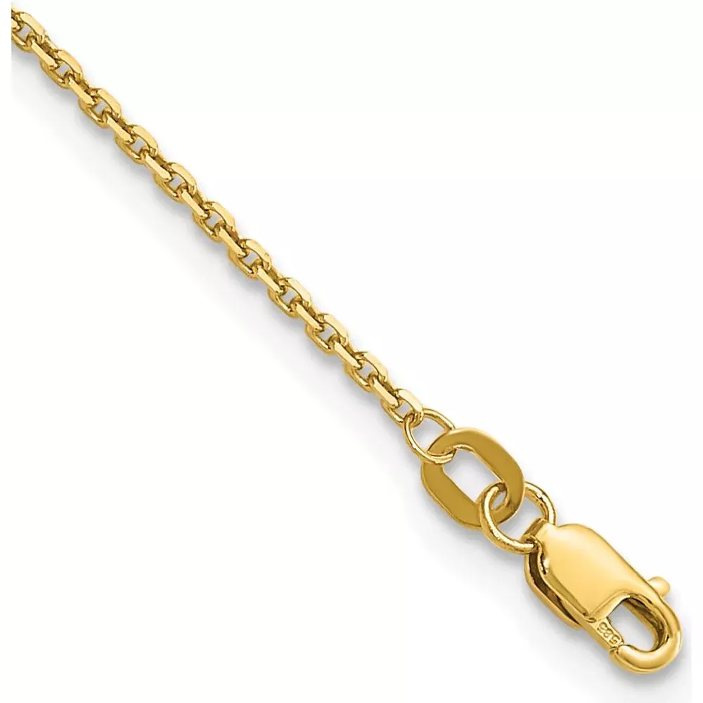14K Yellow Gold 10" Diamond-Cut Round Open Link Cable Anklet with Lobster Clasp by Oro Pregiato