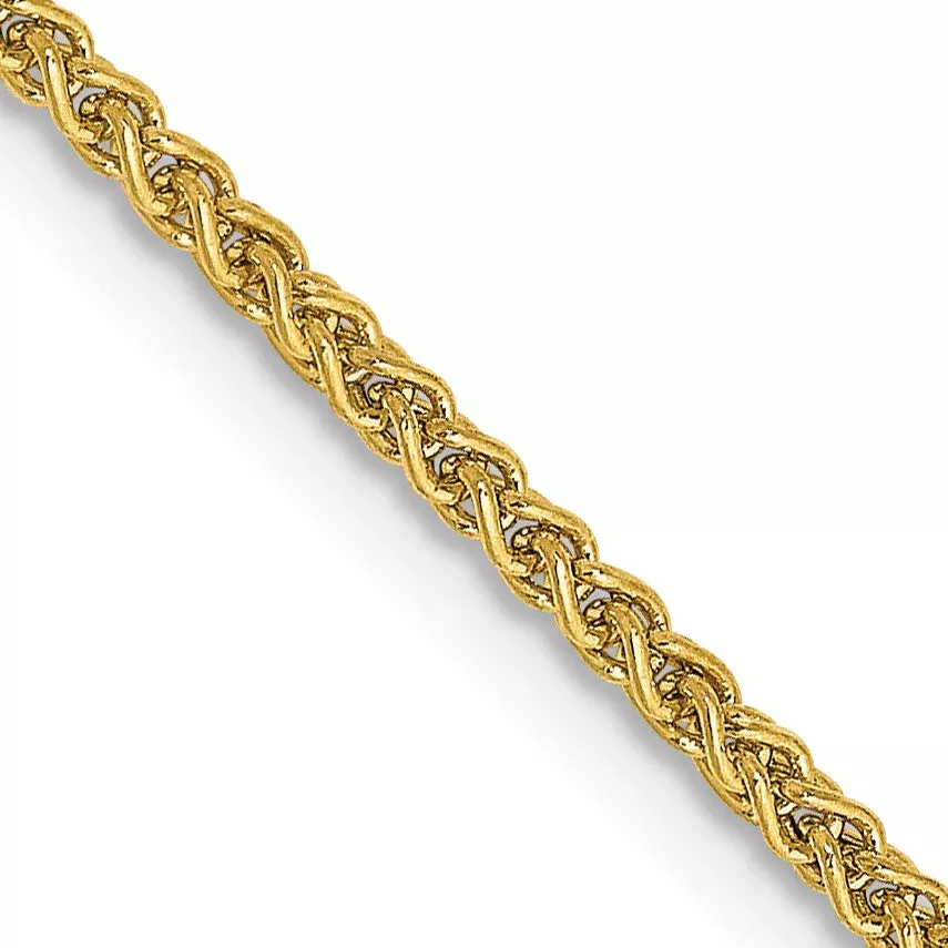 14K Yellow Gold 22 Inch 1.55mm Semi-Solid Wheat With Lobster Clasp Chain Necklace