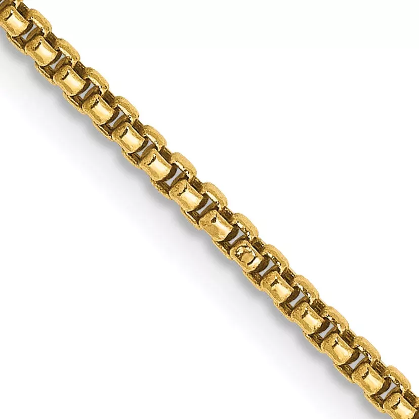 14K Yellow Gold 24 Inch 1.5mm Semi-Solid Round Box With Lobster Clasp Chain Necklace