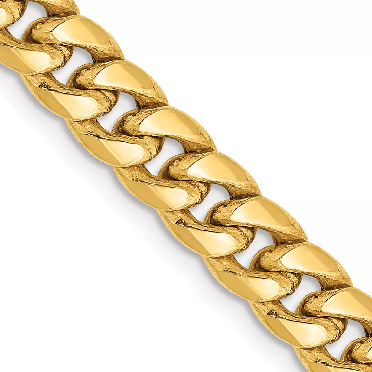 14K Yellow Gold 26 Inch 6mm Semi-Solid Miami Cuban With Lobster Clasp Chain Necklace