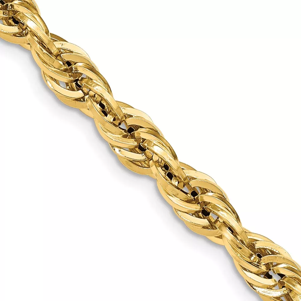 14K Yellow Gold 28 Inch 7mm Semi Solid Rope With Lobster Clasp Chain Necklace