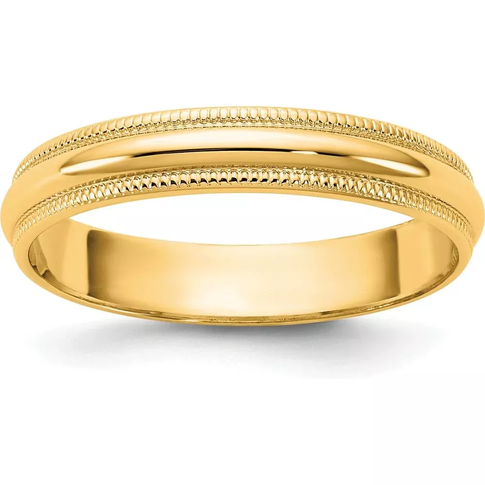 14K Yellow Gold 3.5mm Milgrain Half Round Wedding Band - Unisex by Luciano & Cie
