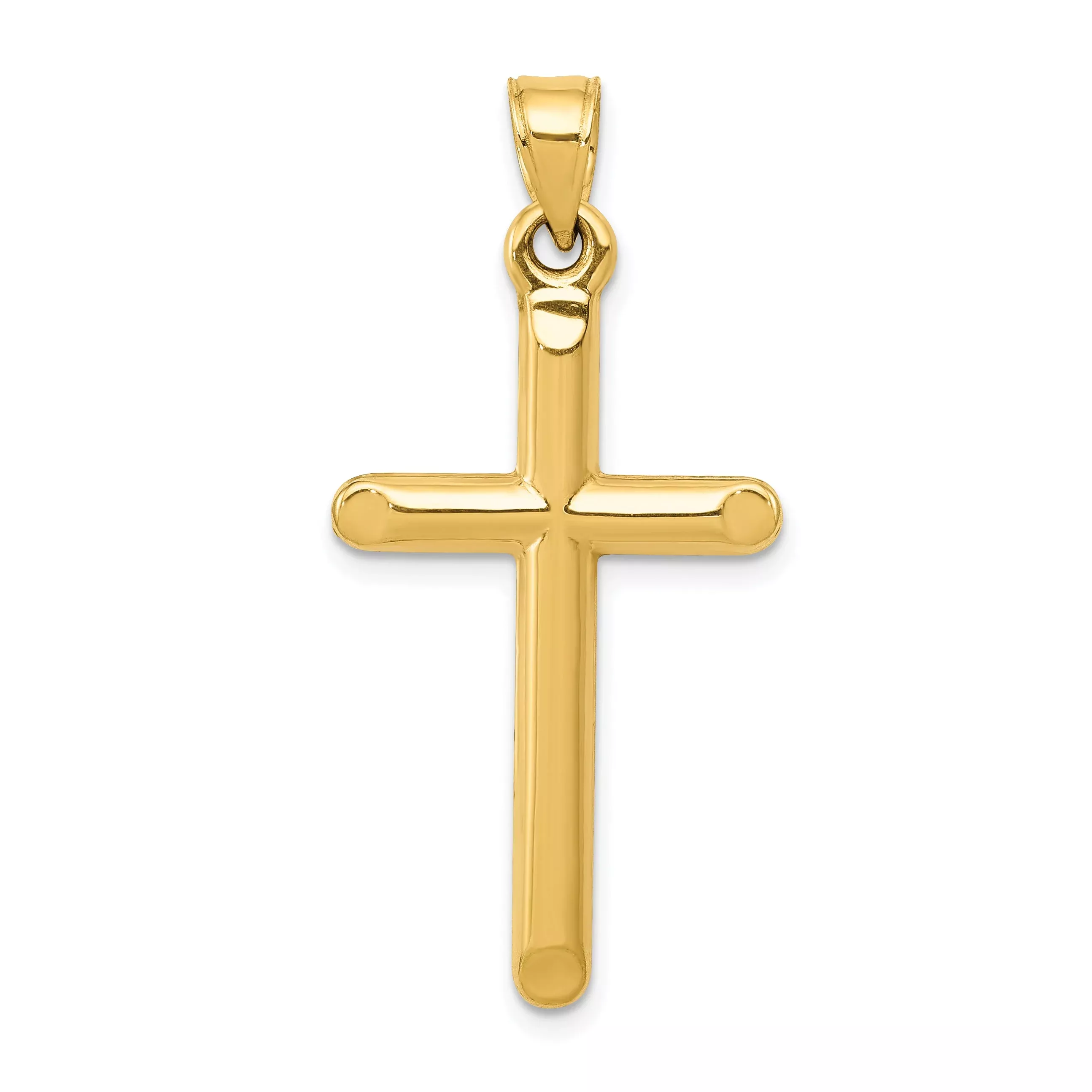 14K Yellow Gold 3-D Hollow Cross Pendant