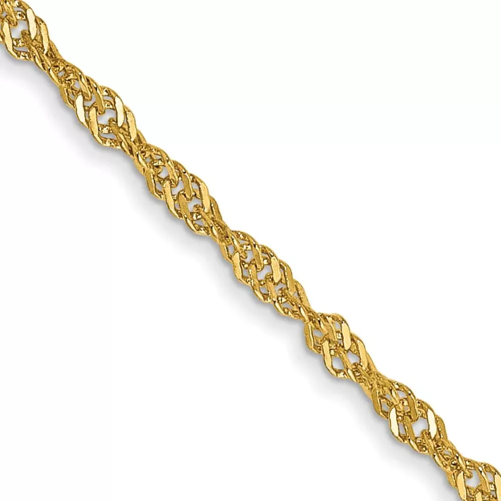 14K Yellow Gold 30" Singapore Chain with Spring Ring Clasp - 1.40mm Width by Oro Pregiato