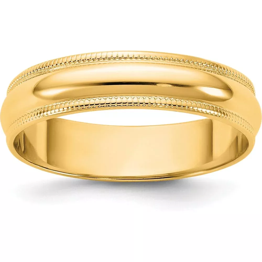 14K Yellow Gold 4.5mm Milgrain Half Round Band - Size 6 by Luciano & Cie