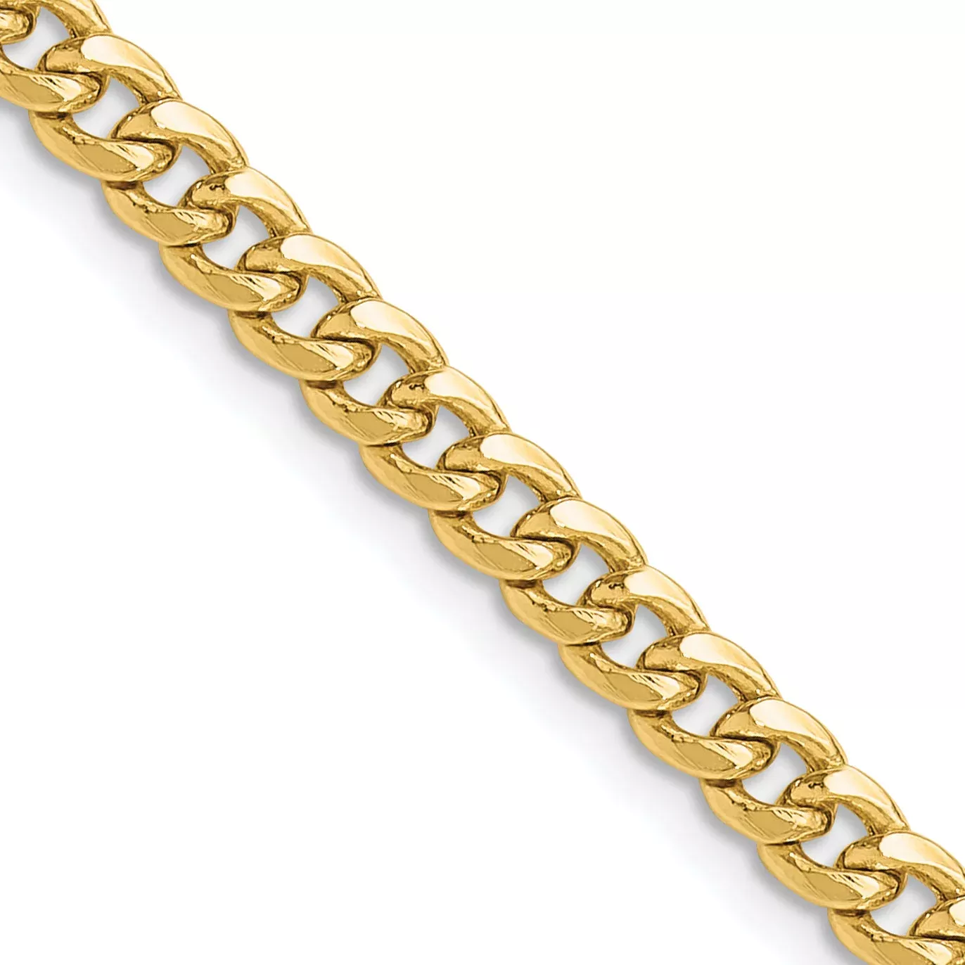 14K Yellow Gold 4.5mm Semi-Solid Miami Cuban Chain Necklace
