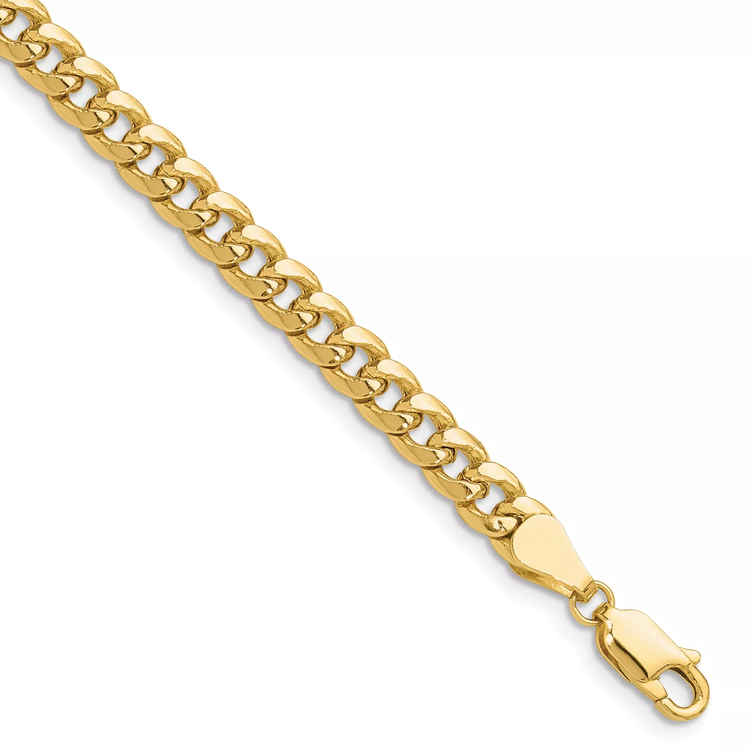 14K Yellow Gold 5.25mm Semi-Solid Miami Cuban Chain Bracelet