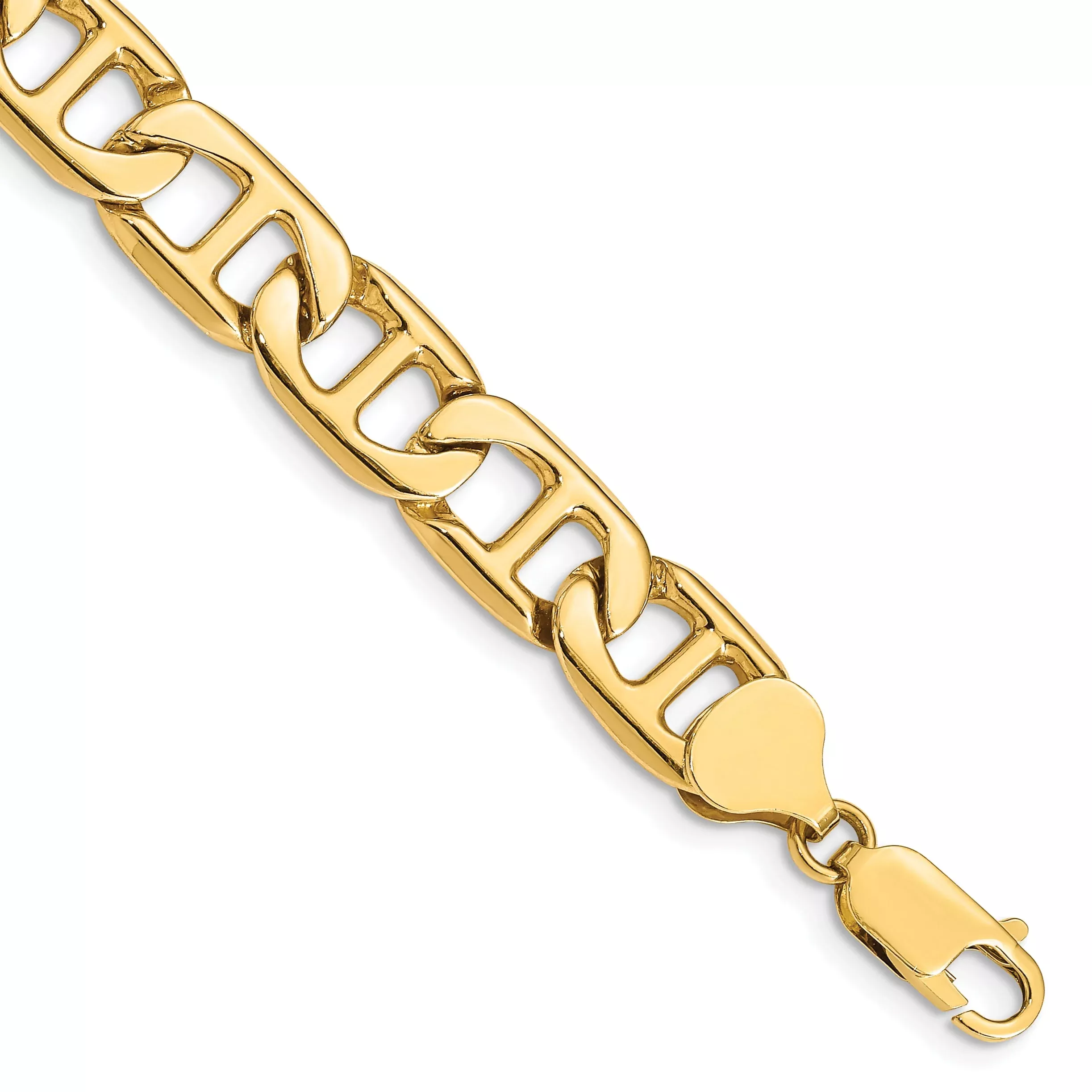 14K Yellow Gold 8.75mm Solid Hand-Polished Anchor Link Chain Bracelet