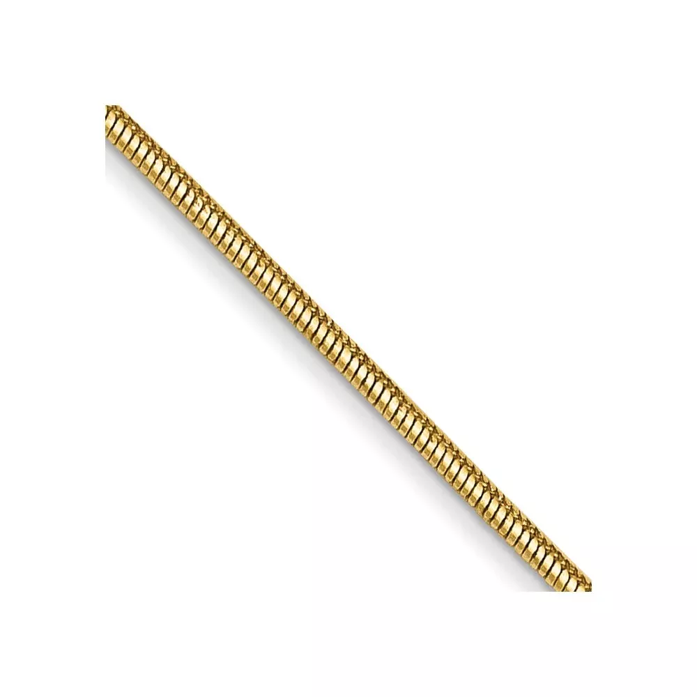14K Yellow Gold .8mm Round Snake With Lobster Clasp Chain Necklace