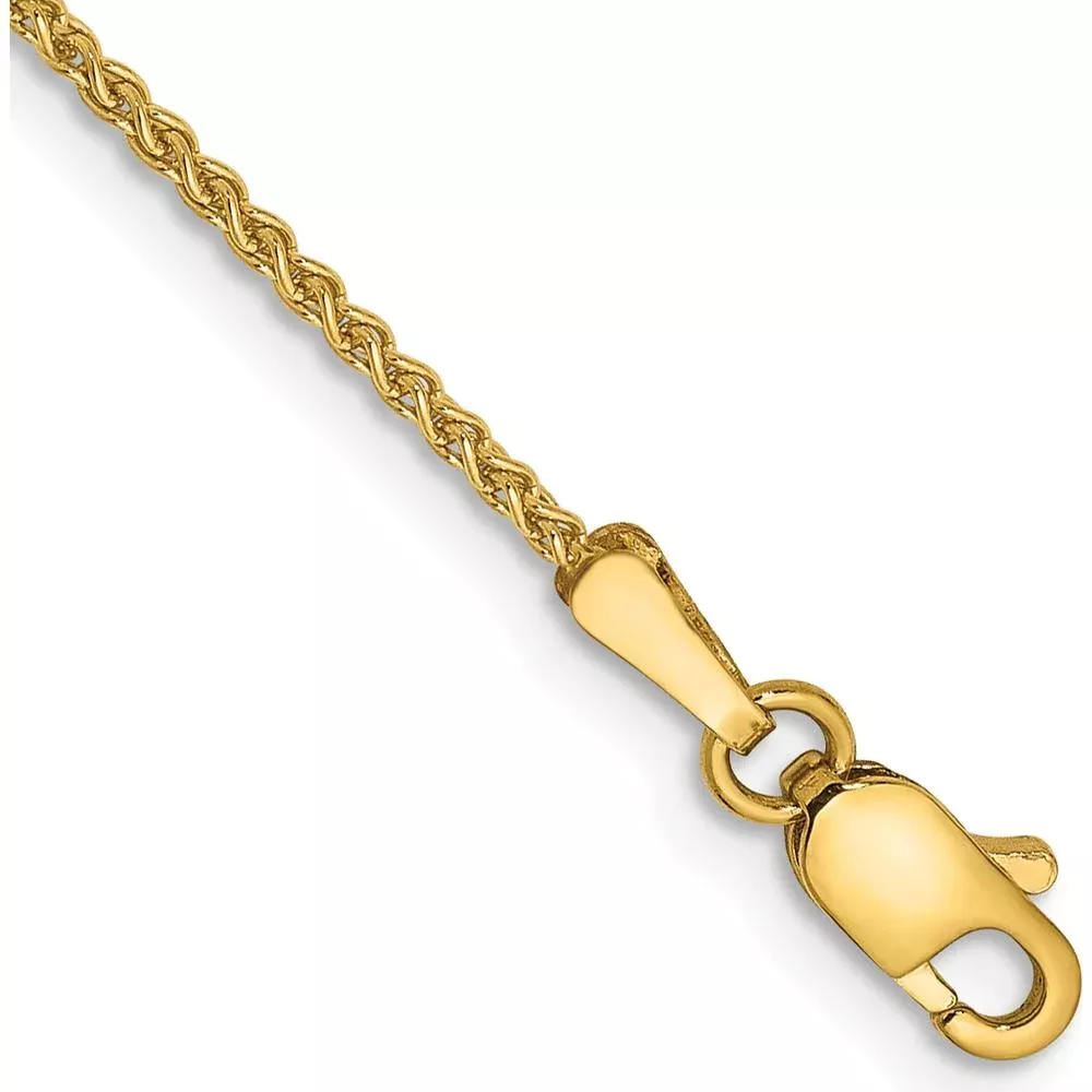 14K Yellow Gold 9" 1.25mm Spiga Chain Anklet with Lobster Clasp by Oro Pregiato