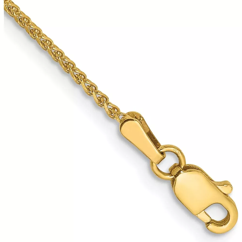 14K Yellow Gold 9" Diamond-Cut Spiga Anklet with Lobster Clasp by Oro Pregiato