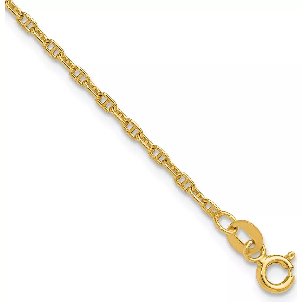 14K Yellow Gold 9" Mariners Link Chain Anklet - 1.8mm Width by Oro Pregiato