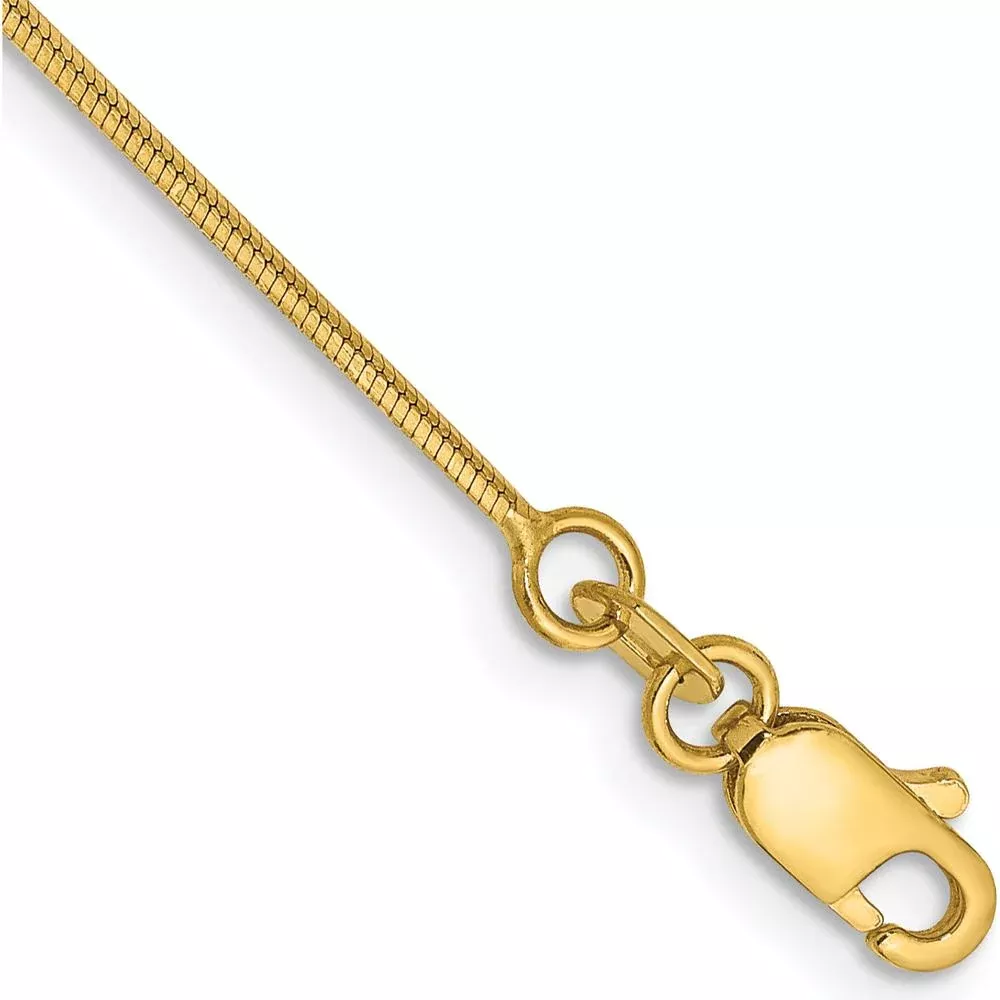 14K Yellow Gold 9" Octagonal Snake Anklet with Lobster Clasp by Oro Pregiato