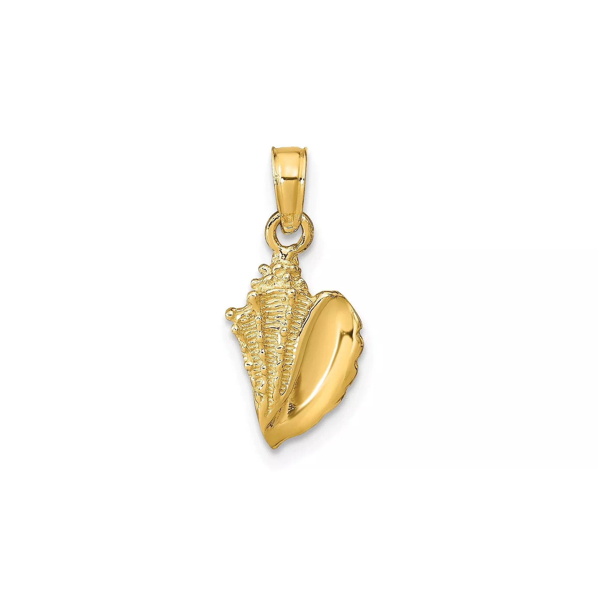 14k Yellow Gold Conch Shell Pendant, Nautical Coastal Charm for Women