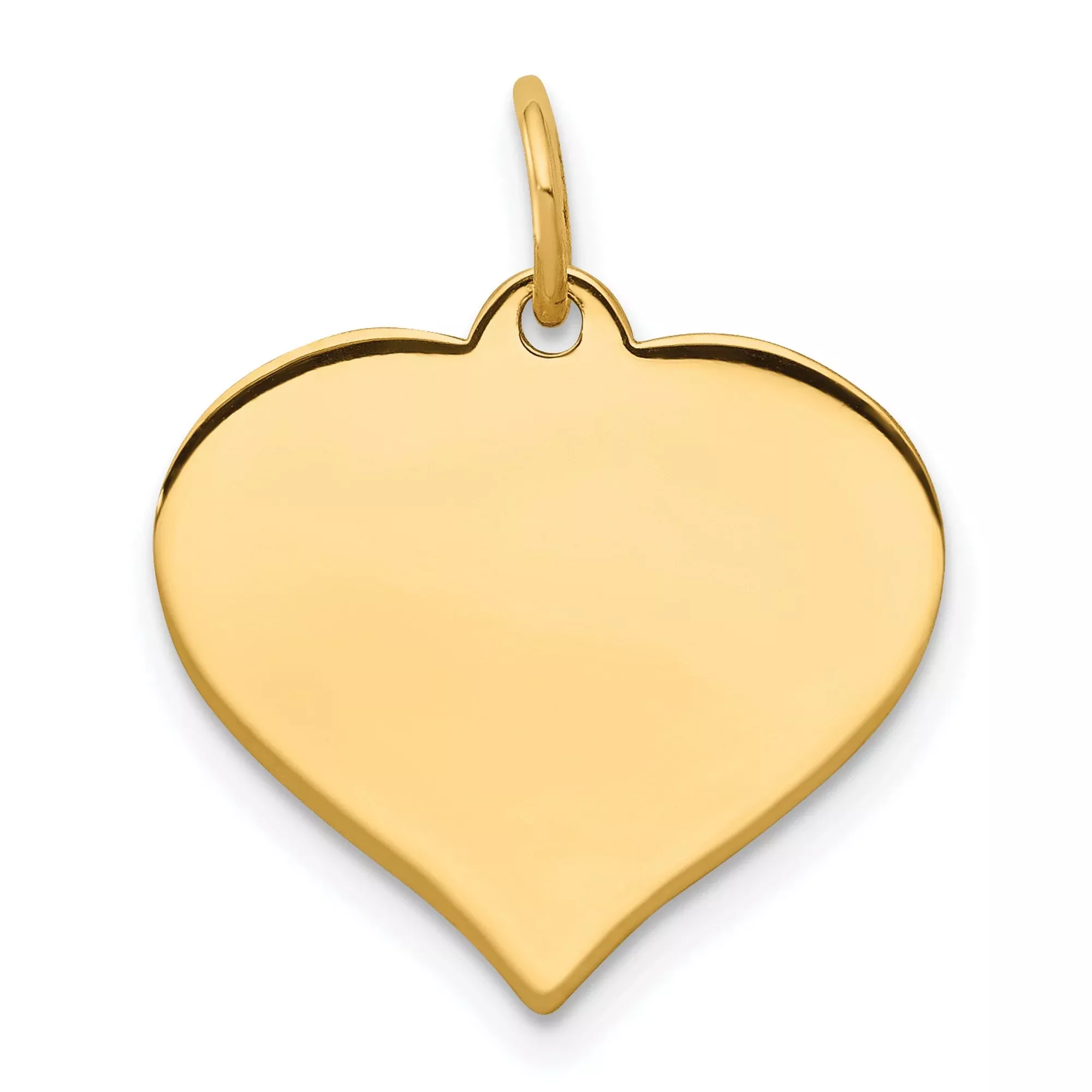 14k Yellow Gold Heart Pendant with Polished Flat Surface for Women
