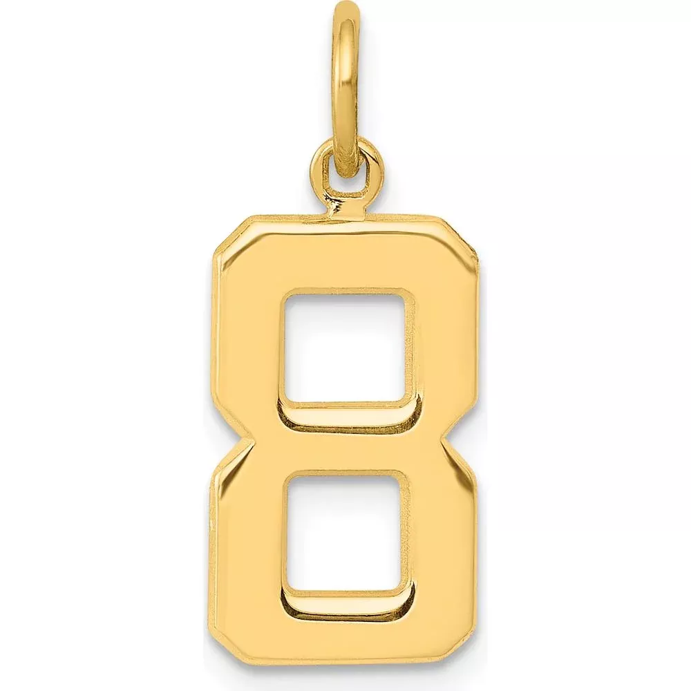 14K Yellow Gold Medium Polished Number 8 Pendant Charm by Oro Pregiato