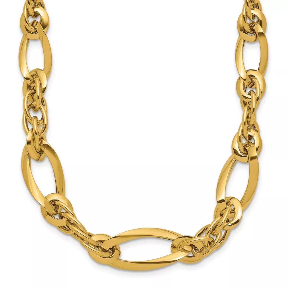 14K Yellow Gold Polished Fancy Link Chain Necklace