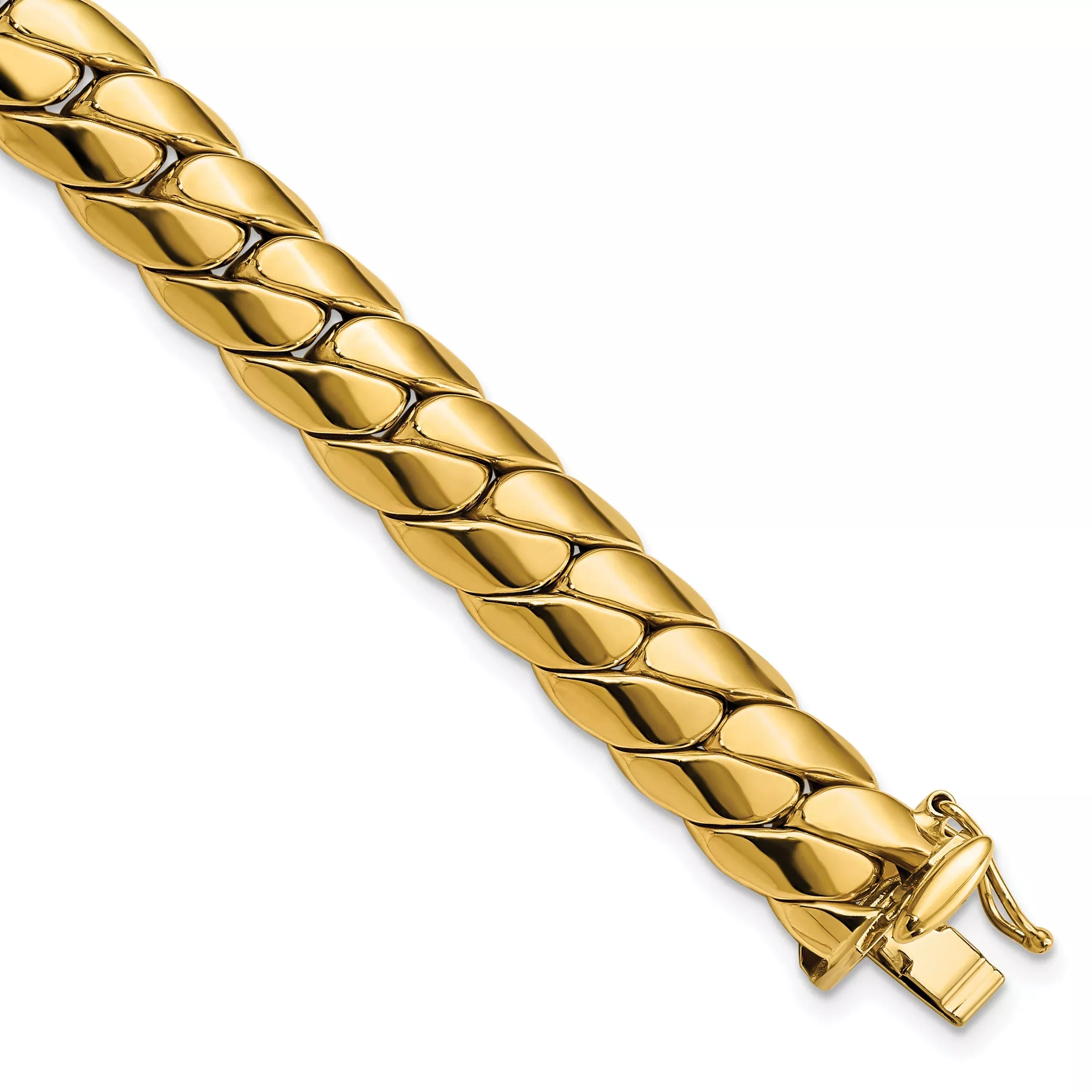 14K Yellow Gold Polished Fancy Link Men'S Chain Bracelet