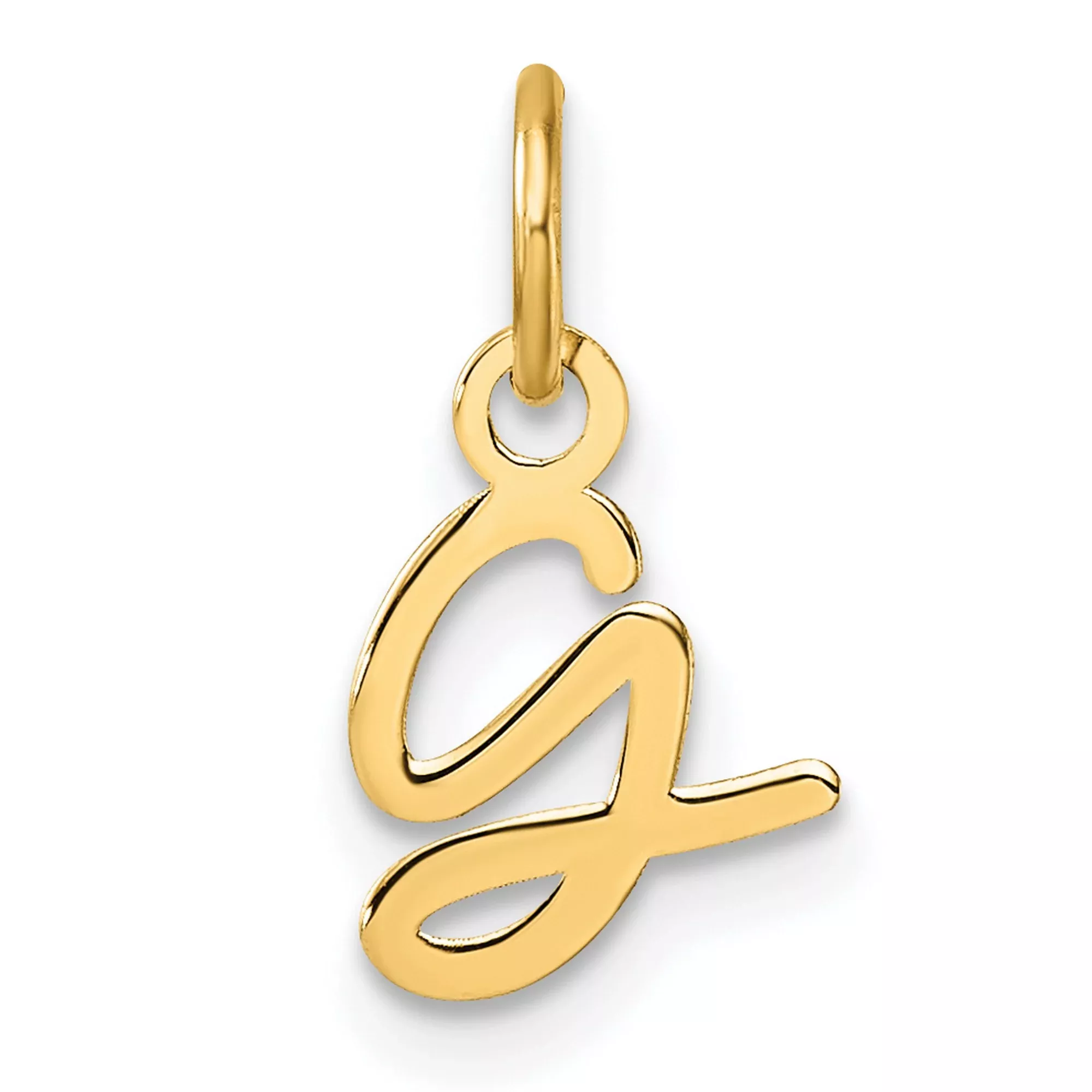 14k Yellow Gold Script Letter G Pendant, Cursive Initial Charm for Women
