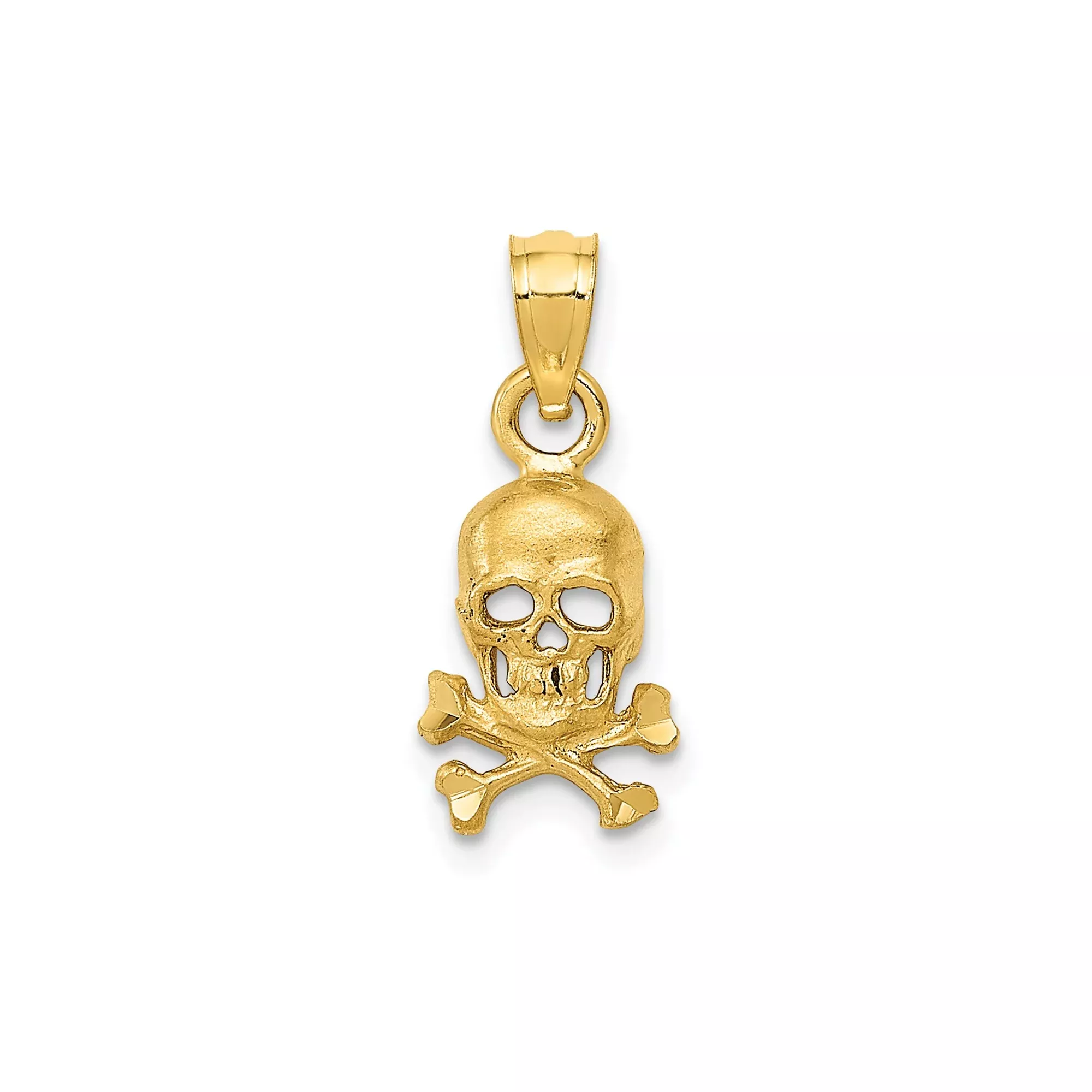 14k Yellow Gold Skull and Crossbones Pendant with Pirate Motif, Gothic Biker Style, Unisex Charm