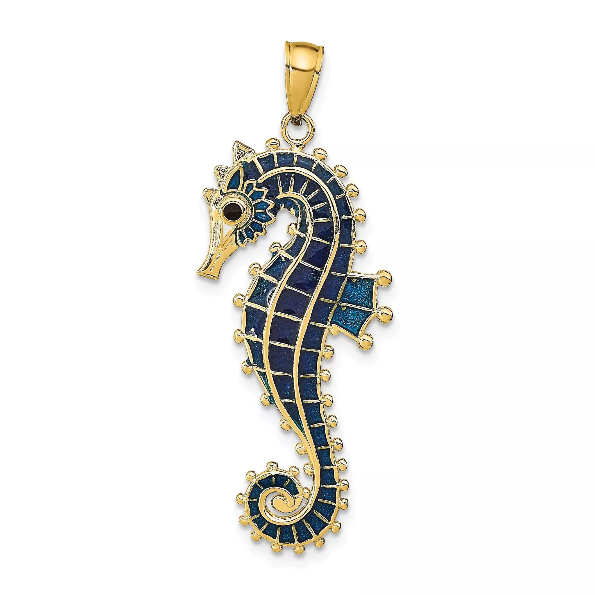 14K3D Enameled Seahorse Pendant