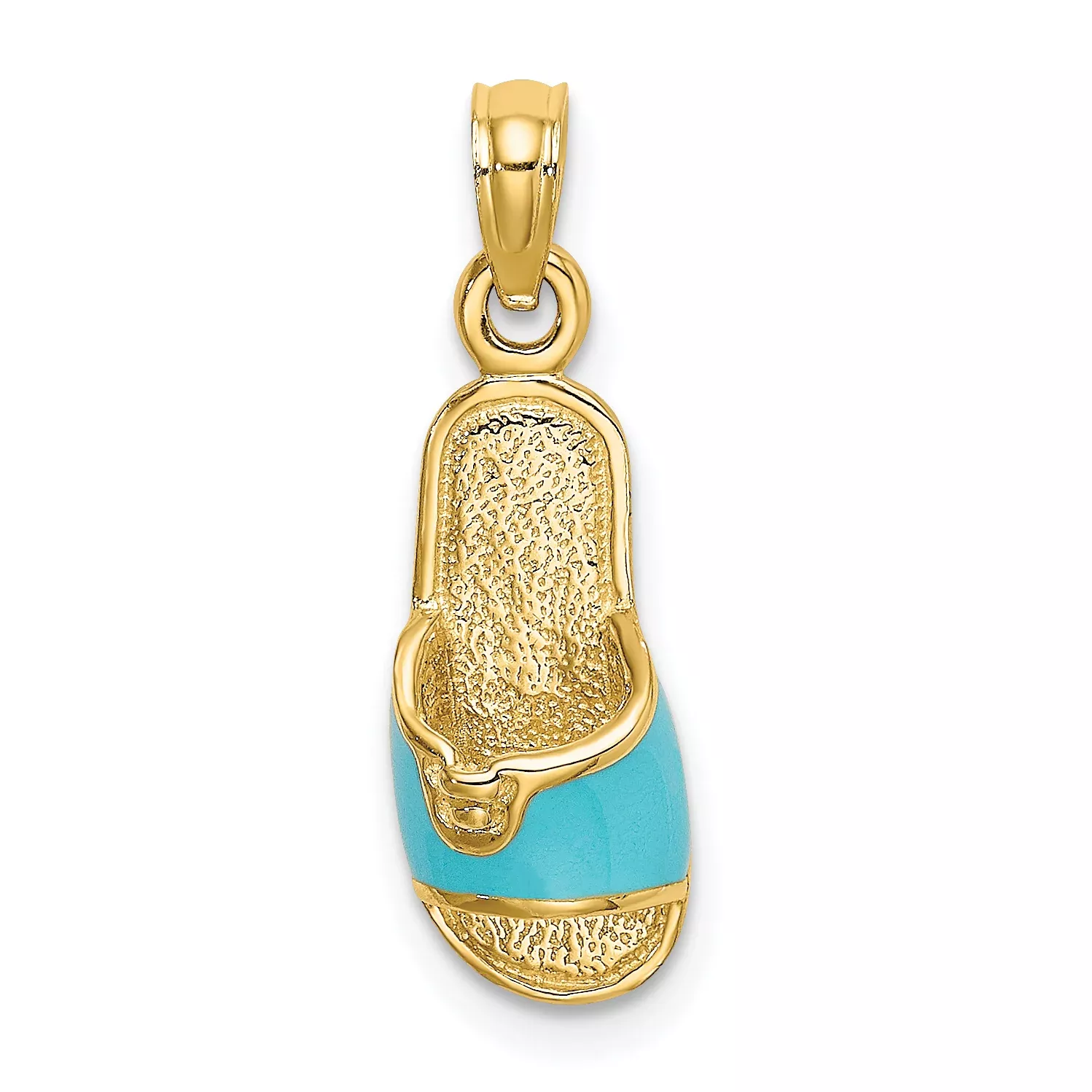 14k3D W/ Aqua Enamel Summer Slipper Charm
