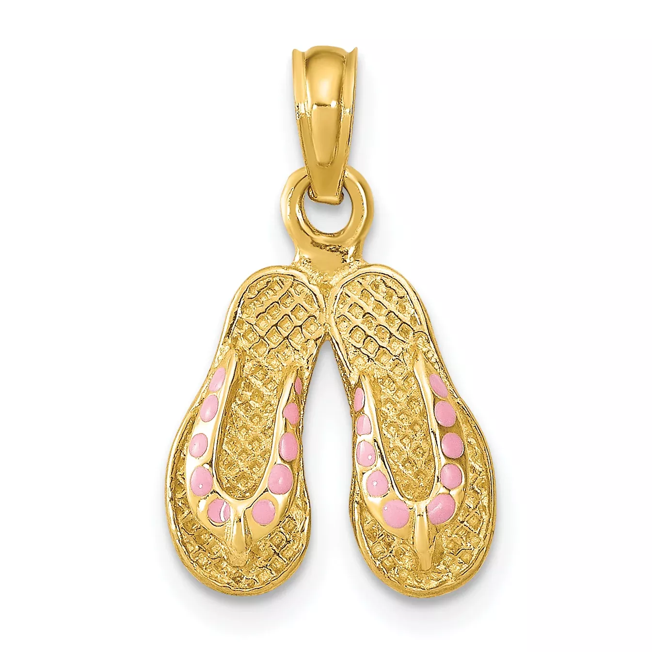 14k3D W/ Pink Enamel Double Flip-Flop Charm