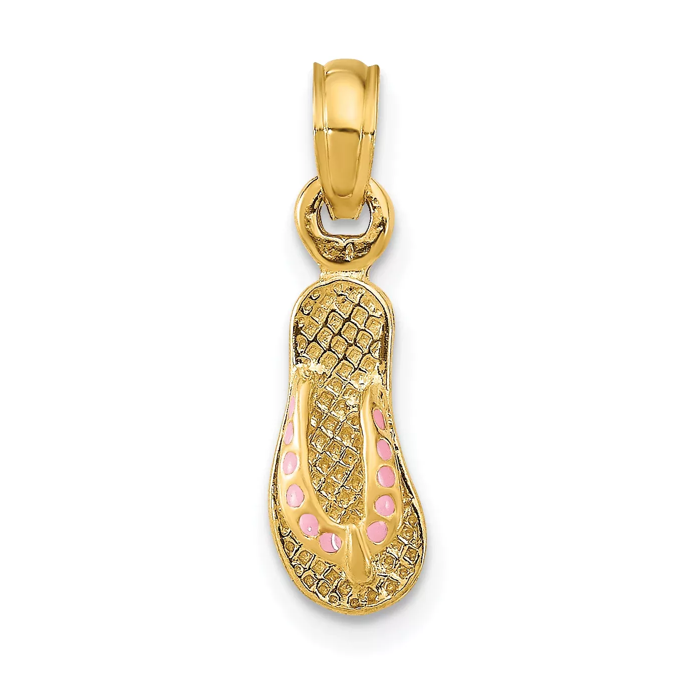 14k3D W/ Pink Enamel Single Flip-Flop Charm