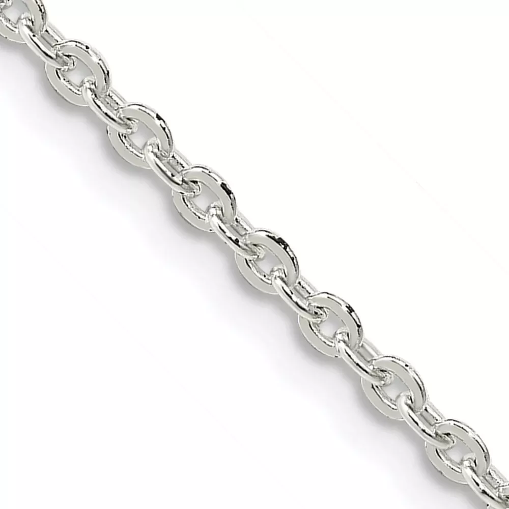 16 Inch Sterling Silver 2.75mm Flat Link Cable Chain Necklace