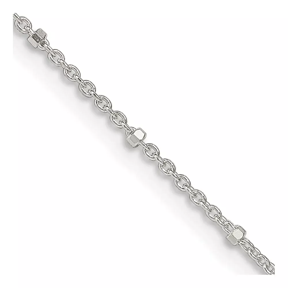 18 Inch Sterling Silver 1.25mm Rolo With Beads Chain Necklace