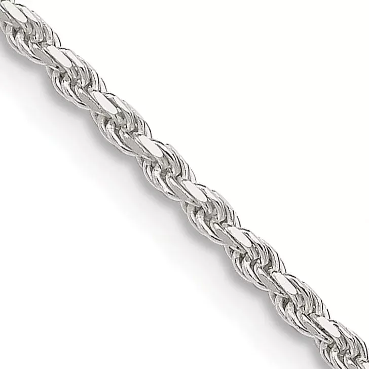18 Inch Sterling Silver 1.85mm Diamond-Cut Rope Chain Necklace
