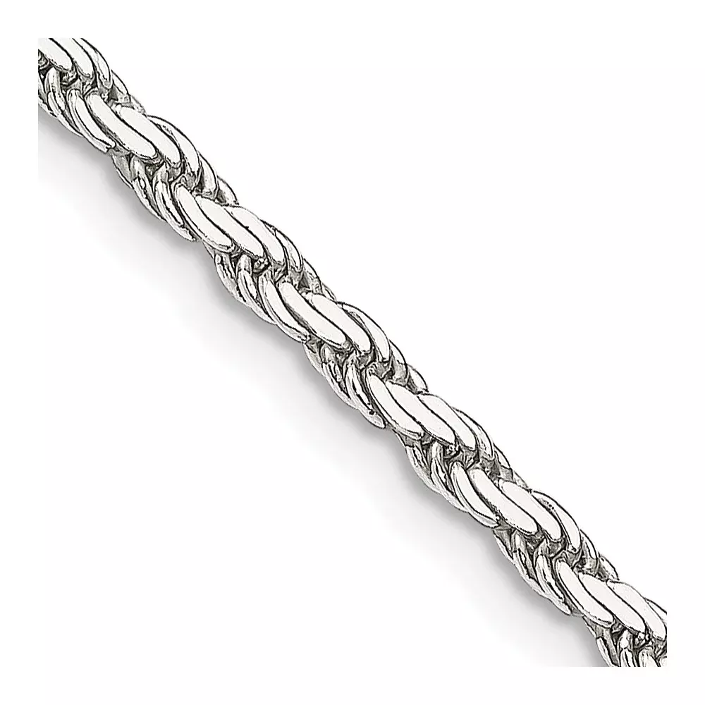 18 Inch Sterling Silver 2.5mm Flat Rope Chain Necklace
