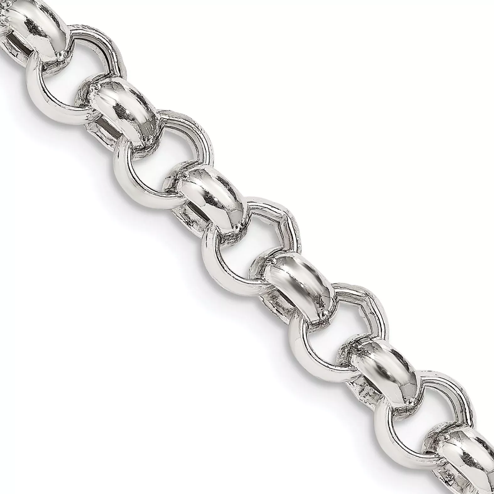 18 Inch Sterling Silver 9.5mm Semi-Solid Rolo Chain Necklace