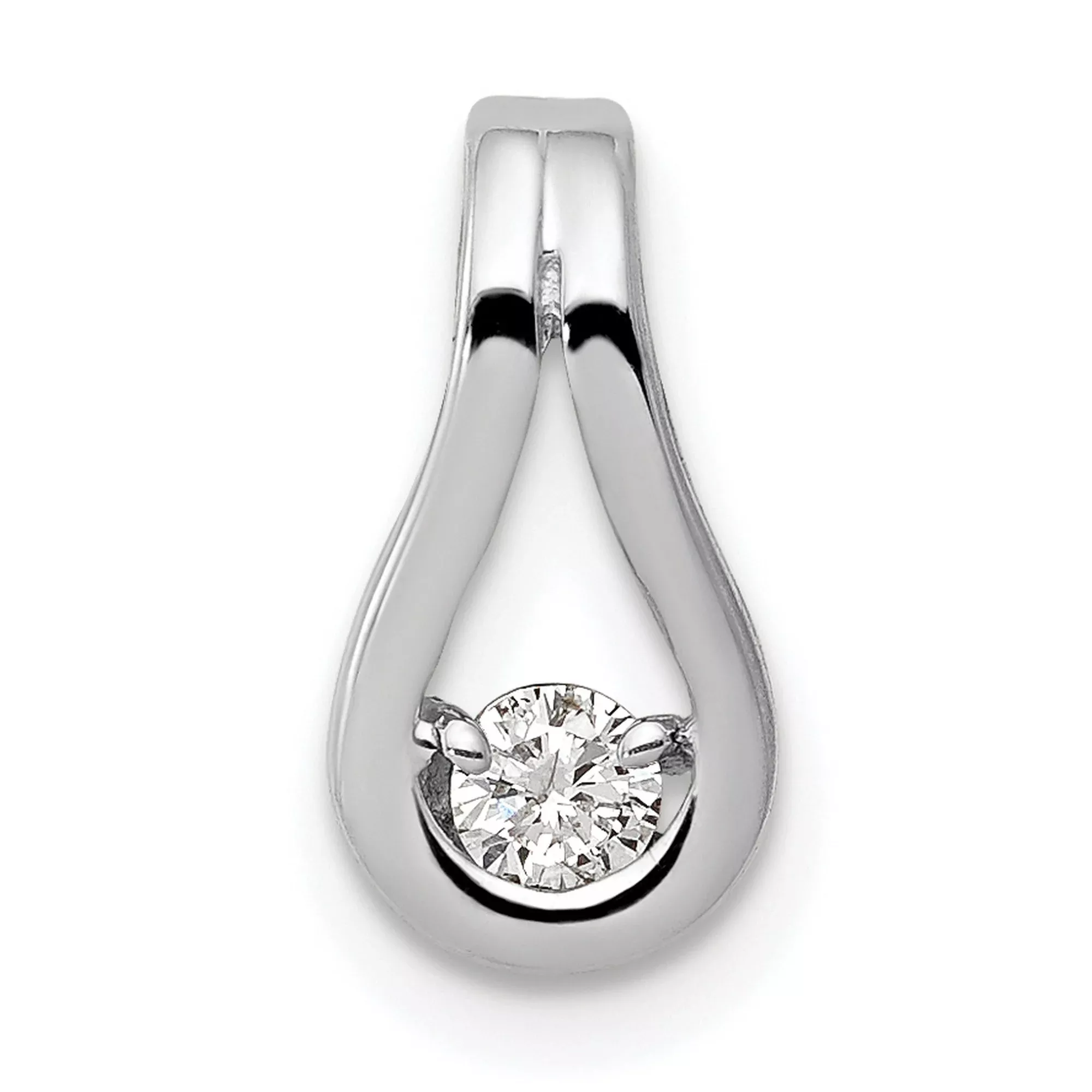 2.8mm AAA Diamond Teardrop Shape Slide Charm Pendant in Real 14k White Gold