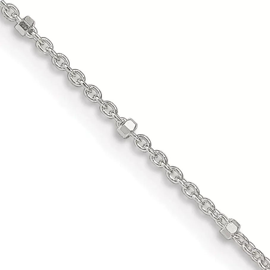 20 Inch Sterling Silver 1.25mm Rolo With Beads Chain Necklace