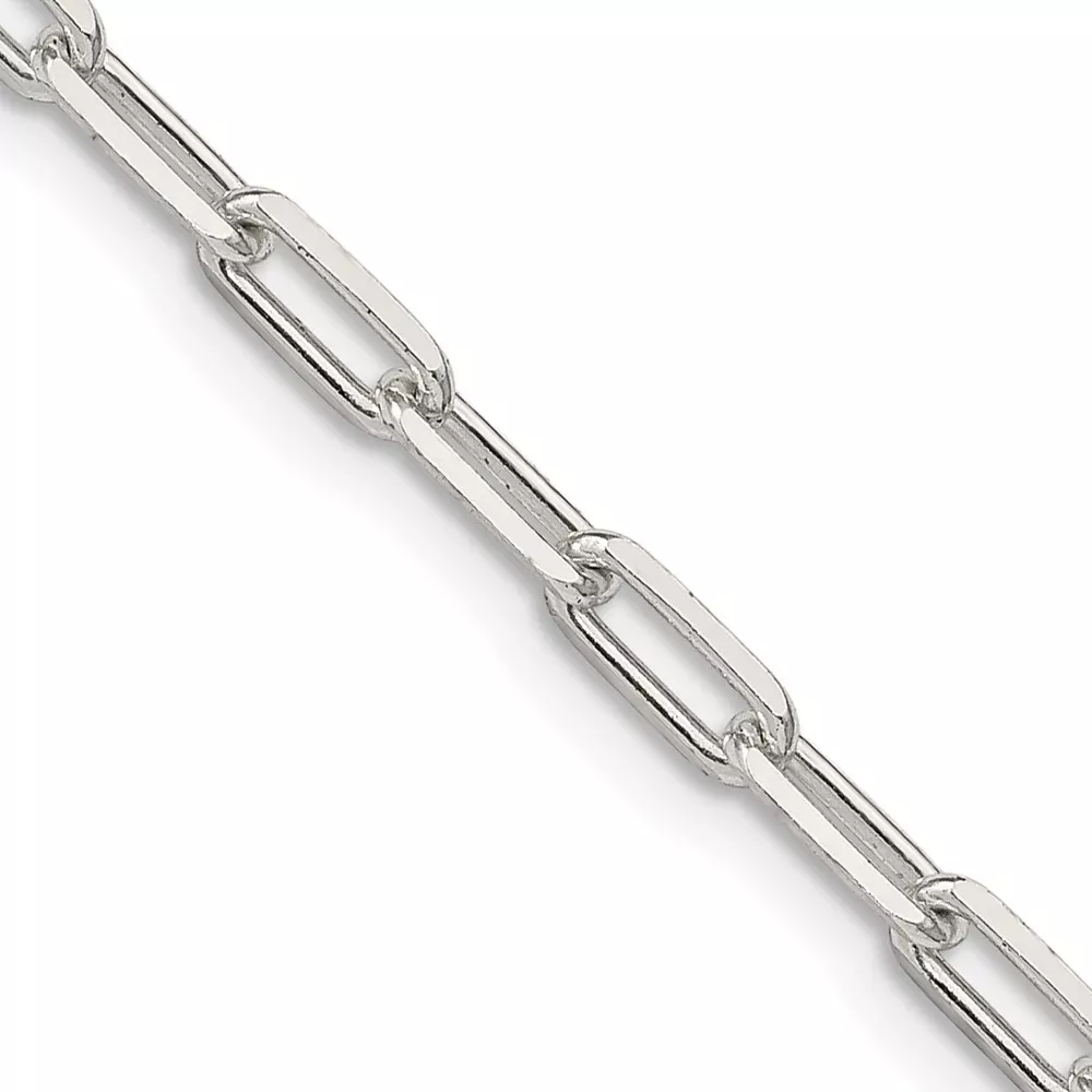 20 Inch Sterling Silver 3.25mm Elongated Open Link Chain Necklace