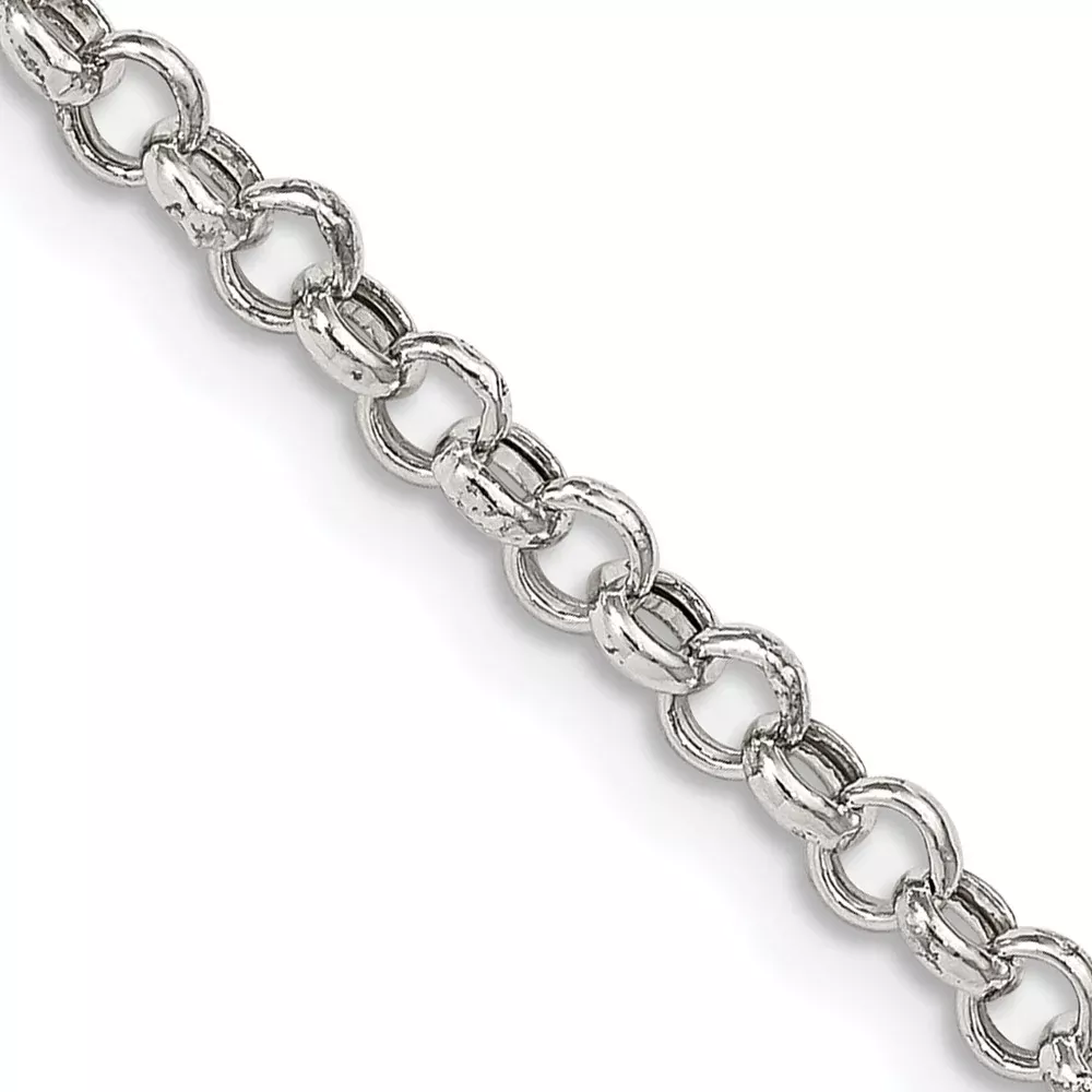 20 Inch Sterling Silver 3mm Semi-Solid Rolo Chain Necklace
