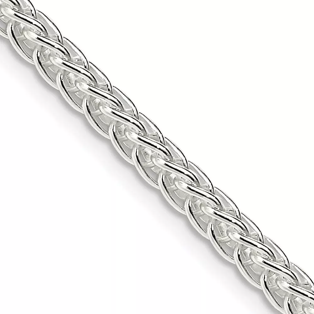 22 Inch Sterling Silver 3mm Square Spiga Chain Necklace