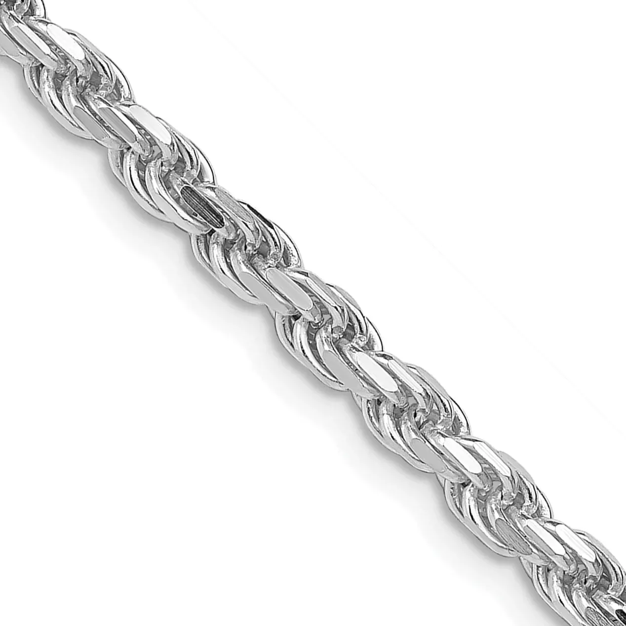 22 Inch Sterling Silver Rhodium-Plated 3.75mm Diamond-Cut Rope Chain Necklace