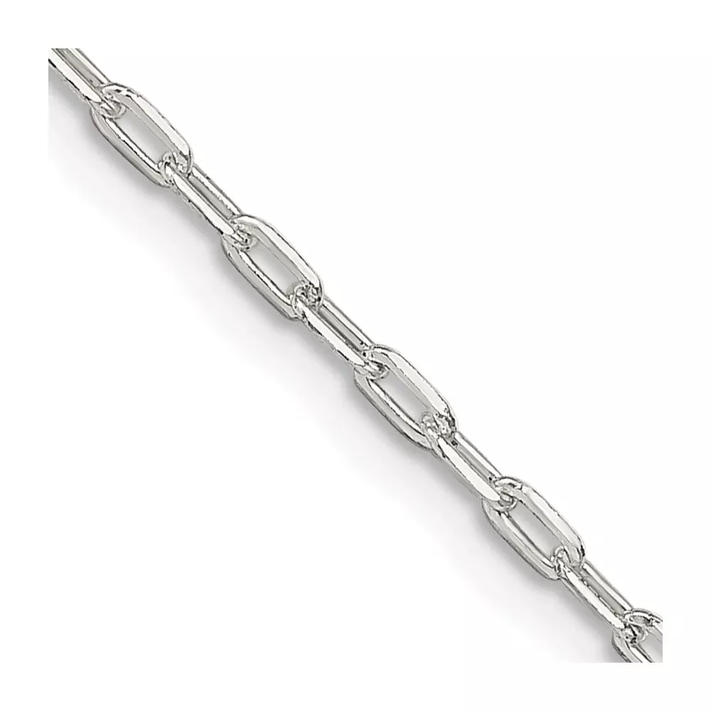 24 Inch Sterling Silver 1.75mm Elongated Open Link Chain Necklace