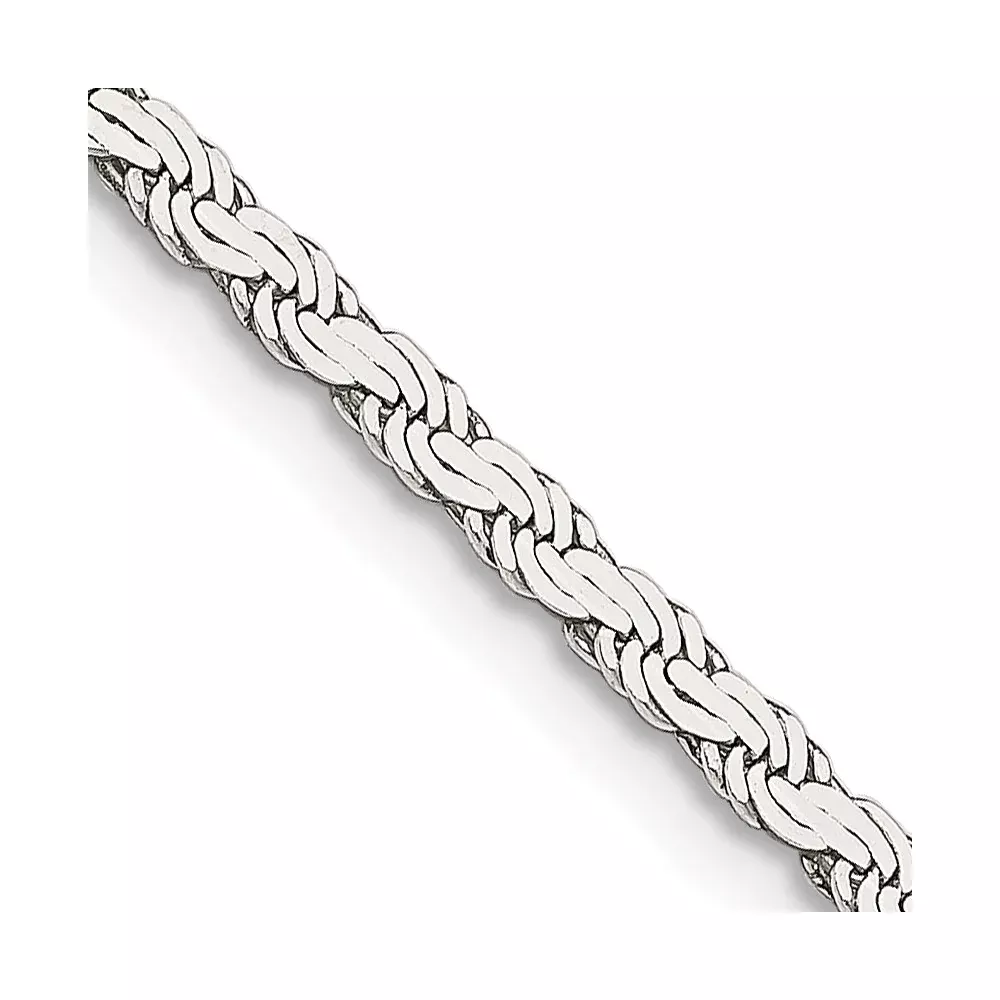 24 Inch Sterling Silver 2.25mm Flat Rope Chain Necklace