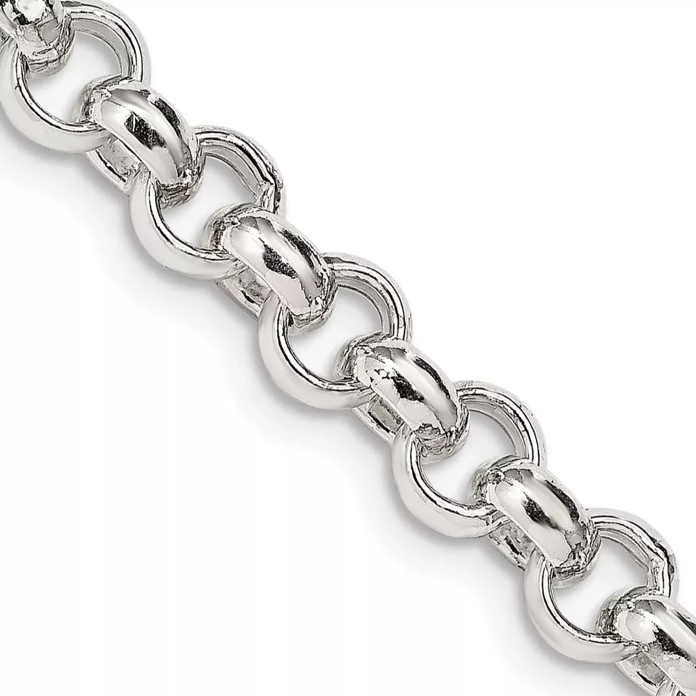 24 Inch Sterling Silver 6.5mm Semi-Solid Rolo Chain Necklace