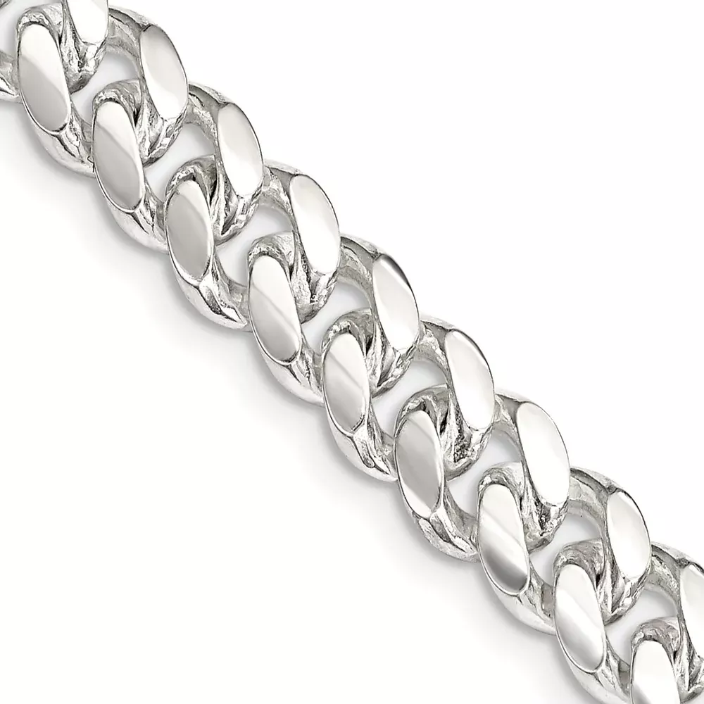 24 Inch Sterling Silver 7.8mm Polished Domed Curb Chain Necklace
