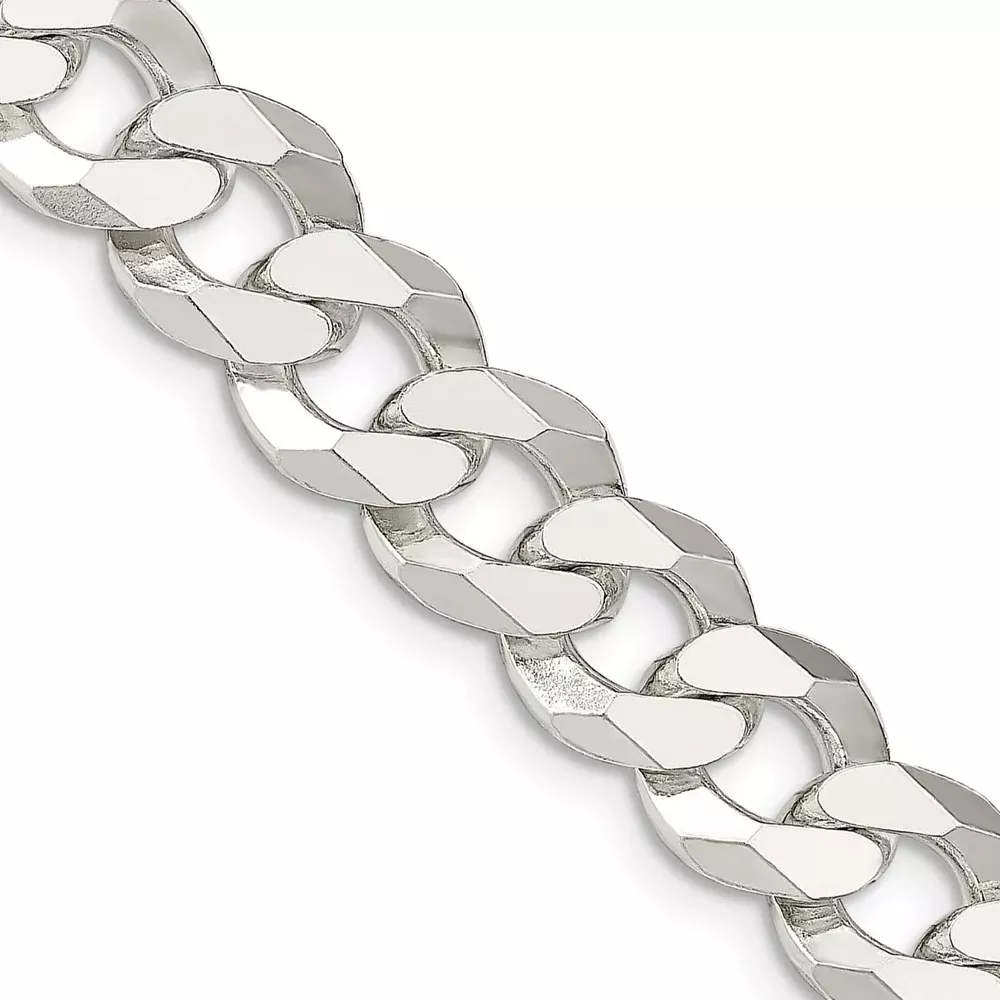 26 Inch Sterling Silver 12.3mm Beveled Curb Chain Necklace