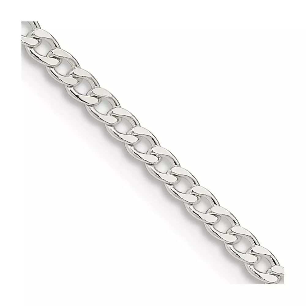 30 Inch Sterling Silver 2.3mm Beveled Curb Chain Necklace