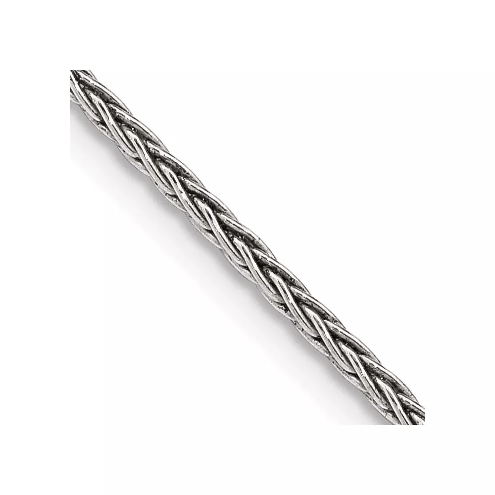 30 Inch Sterling Silver Antiqued 1.6mm Solid Square Spiga Chain Necklace