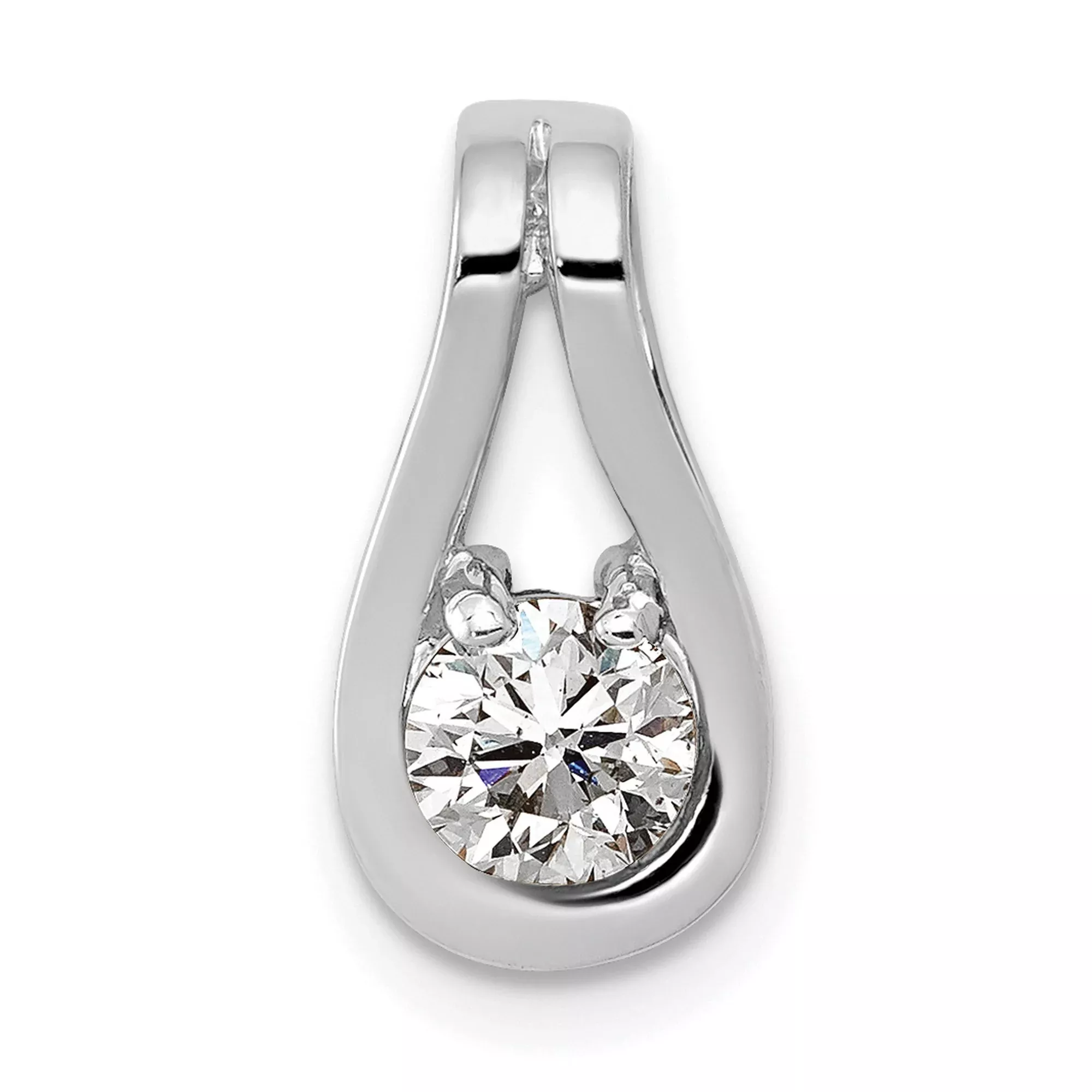 4.7mm VS Diamond Teardrop Shape Slide Charm Pendant in Real 14k White Gold