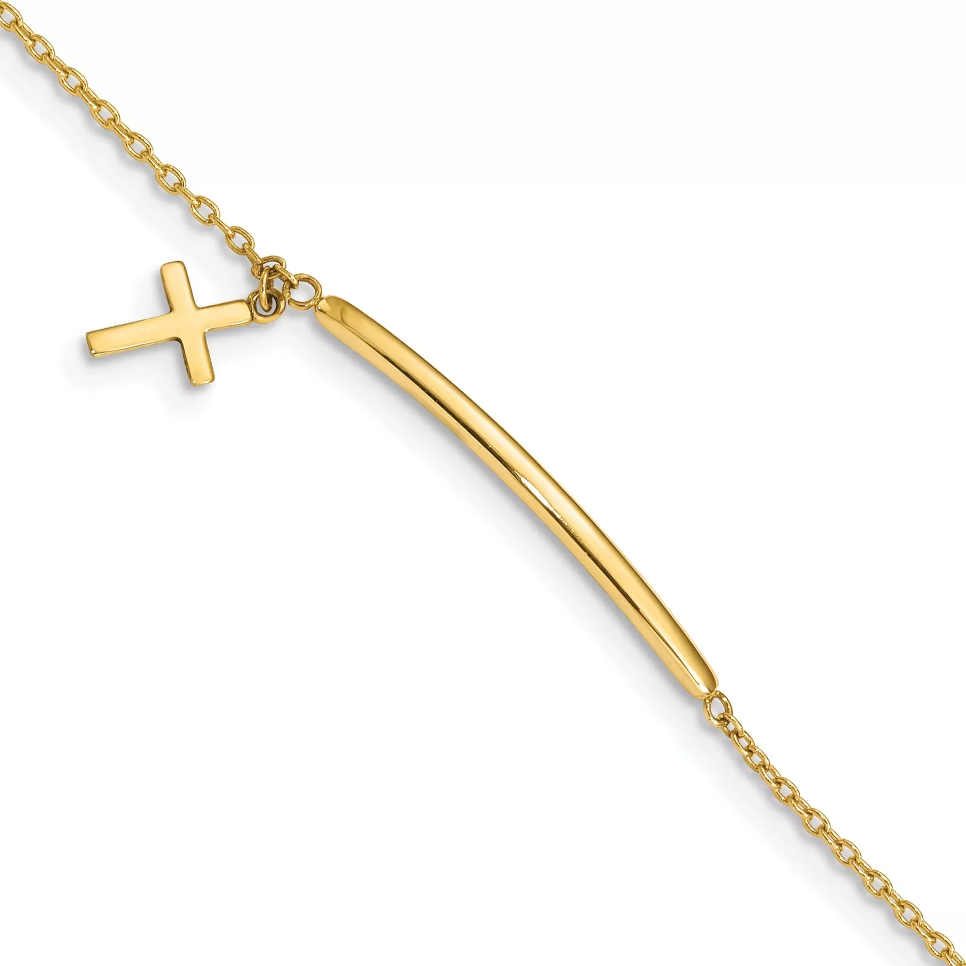 5.5 Inch 14K Children'S Polished Dangle Cross W /.5In Ext. Bracelet